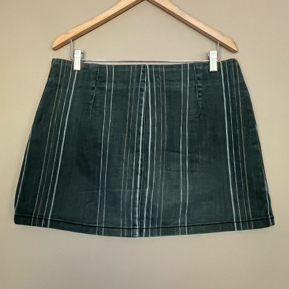 {Urban Outfitters} Striped Contrast Zipper Mini Denim Skirt - Womens Large - Picture 6 of 10